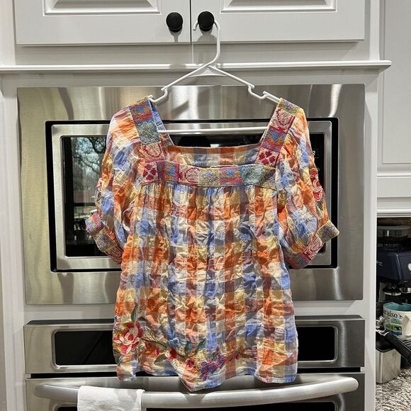 Johnny Was Workshop Petunia Square Neck Park Blouse Boho Chic W18823 - Picture 3 of 11